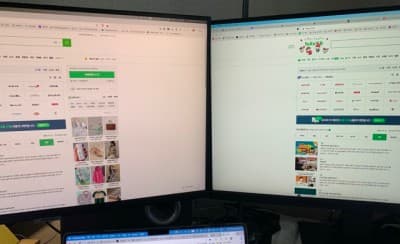 한성모니터와-삼성모니터-사진 {caption: 삼성모니터(좌)와 한성모니터}