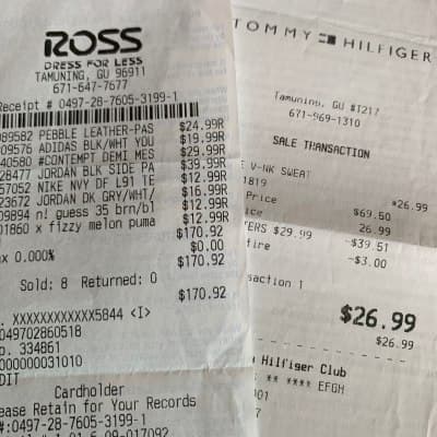 reciept_ROSS {caption: ROSS와 타미 영수증}