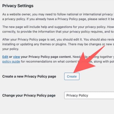 wp-privacy_setting {caption: 페이지 생성}
