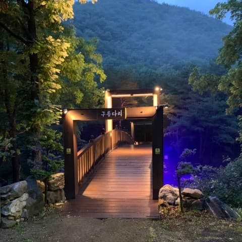 용현자연휴양림-숲속의집-산책로 {caption: 산책로}